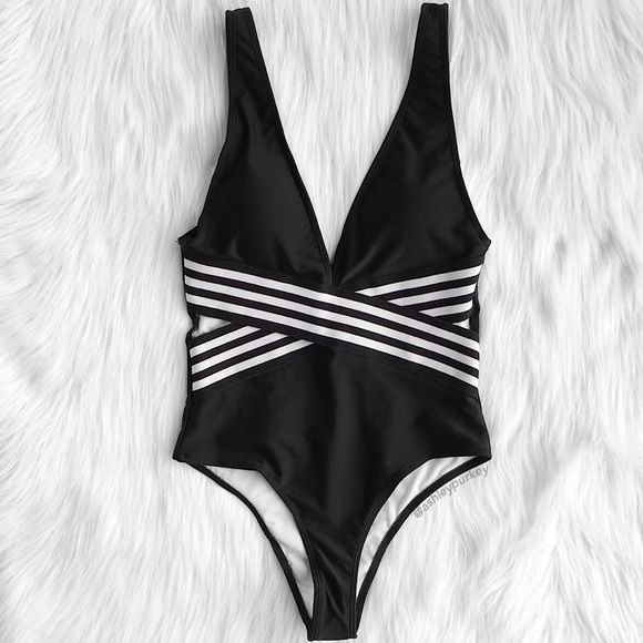Daisys Boutique Other - ❤️SALE❤️ black white striped cutout one piece